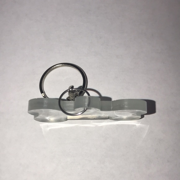 Unique Custom epoxy bone 🦴 keychain with light silver swirl & glitter ✨ - Picture 3 of 3